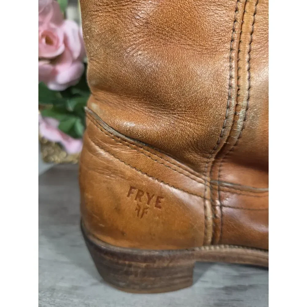 Vintage Frye Campus 8711 Tall Leather Boots USA Women's 7B Cognac Riding Western